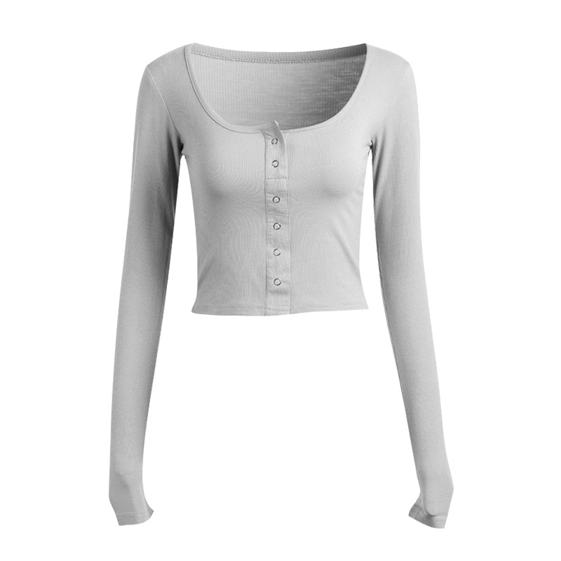 Women's Long Sleeve Crop Tops Fitness Slim Fitted Yoga Shirts Compression Athletic Shirts