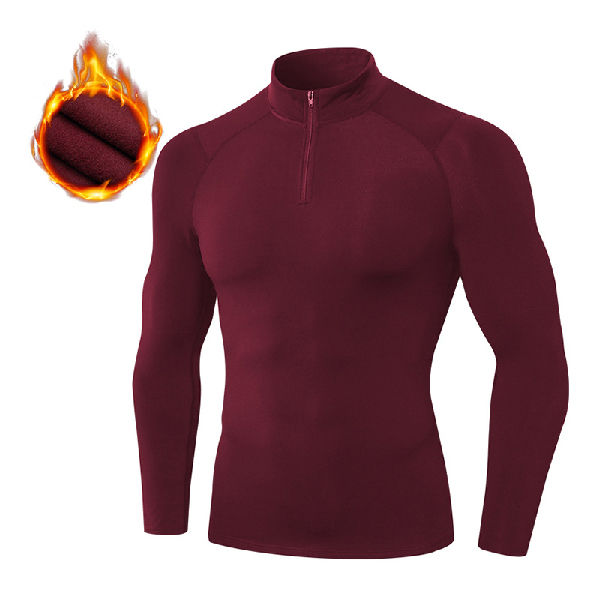 Winter Men's Sports Shirts 1/4 Zip Long Sleeve Fleece Lined Running Workout Pullover Tops Sweatshirt