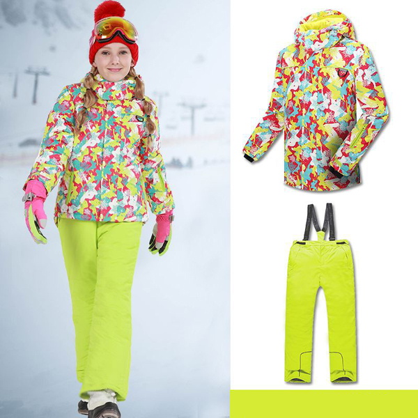 Thickened Warm Kids Ski Jacket & Pants Set Winter Snowsuit Package